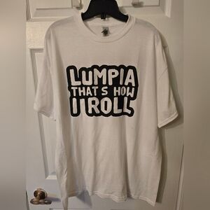 White T-Shirt "Lumpia That's How I Roll" T-shirt Size XL